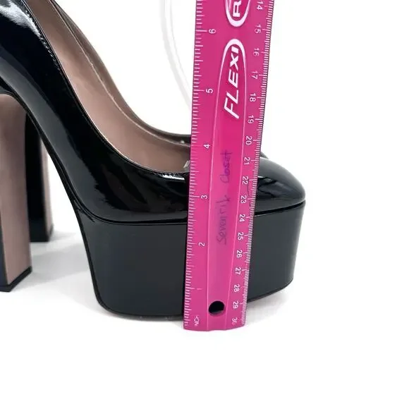 NIB Valentino Garavani EU 36.5 US 6.5 Tan-Go Platform Pumps Black Patent Leather - Picture 9 of 15